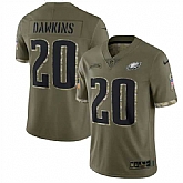 Men's Philadelphia Eagles #20 Brian Dawkins 2022 Olive Salute To Service Limited Stitched Jersey,baseball caps,new era cap wholesale,wholesale hats